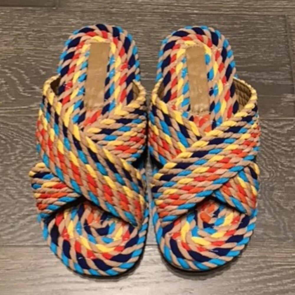 salt + umber Roots Collab Criss Cross Woven Sandal - NIB